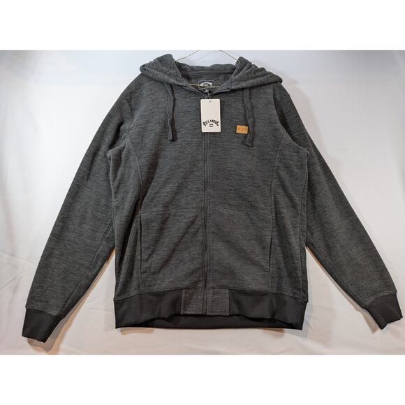 NWT Billabong Summit Full Zip Fleece Hoodie in Black Heather sz Large - Picture 1 of 7
